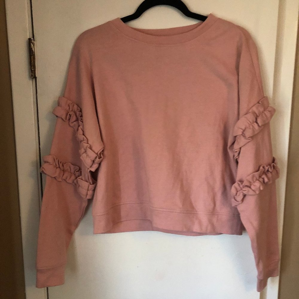 For the Republic Pink Ruffle Sleeve Sweater M